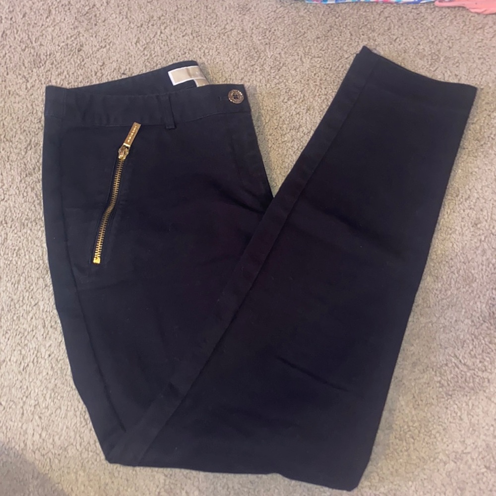 Michael Kors skinny blank pant gold zipper pockets